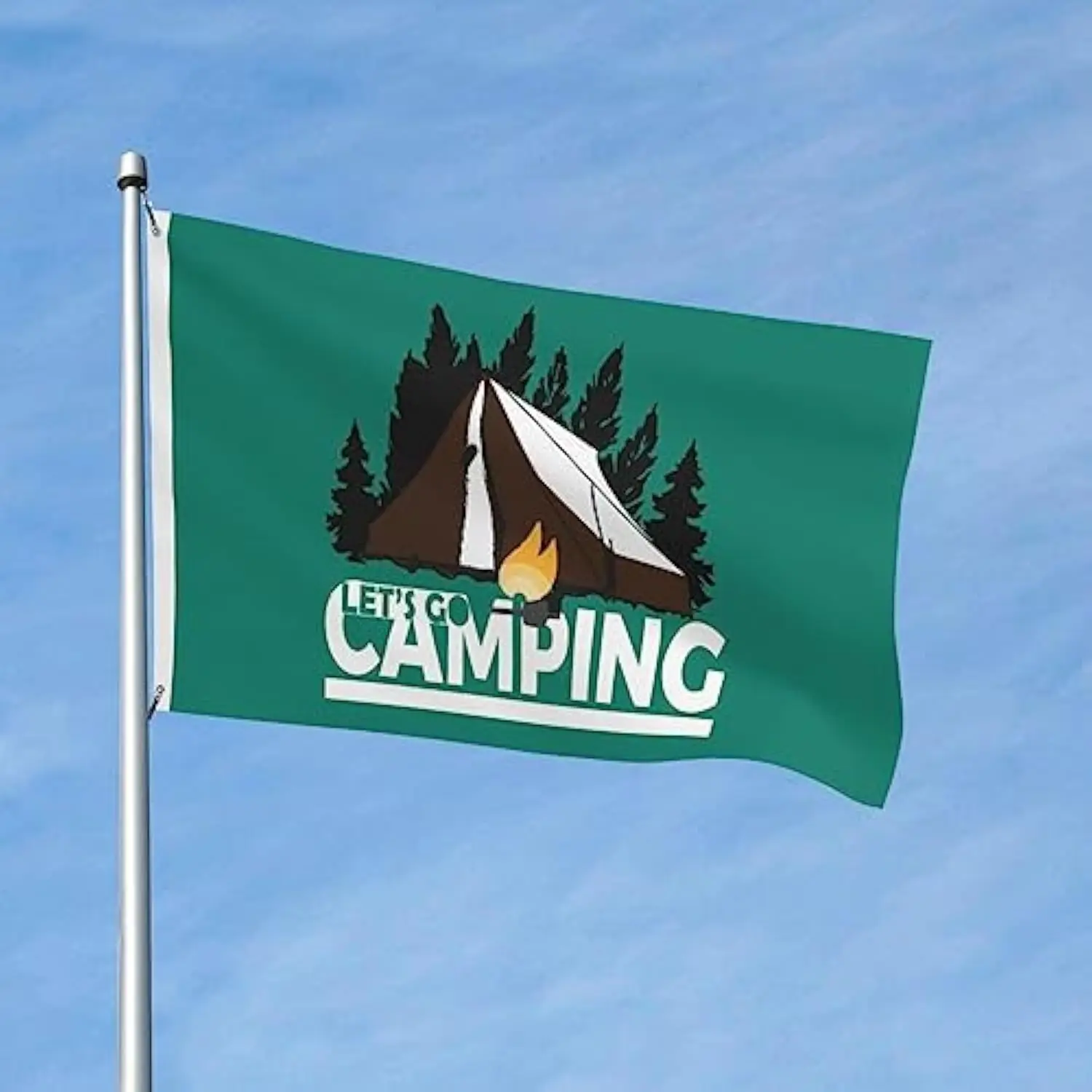 Let's Go Camping Flag Durable Outdoor Decorative Flag Single-sided Printing Patio Banner 3x5FT 4x6FT