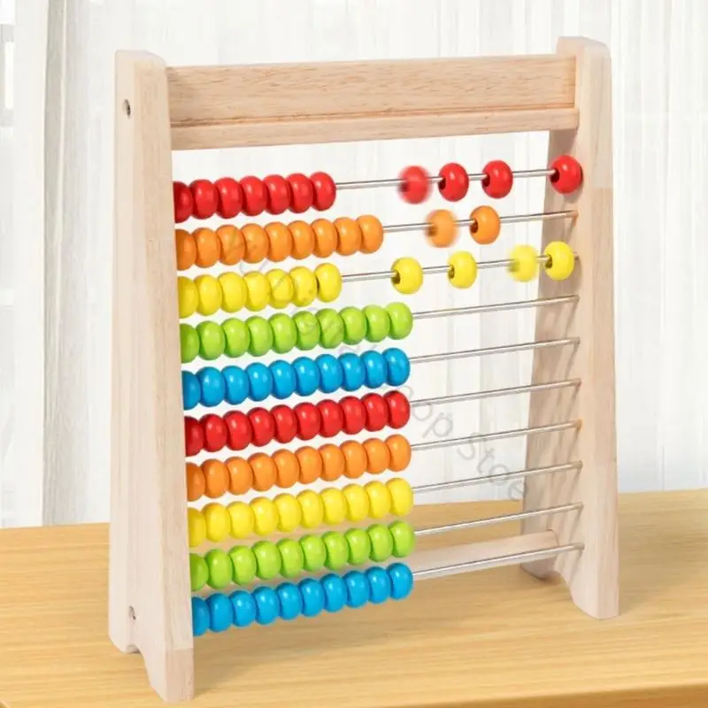 96BA Lernspielzeug aus Holz, Abakus, Zählen, enthält Zahlenkarten und Additions- und Subtraktionstabelle für Kinder – Detail 4