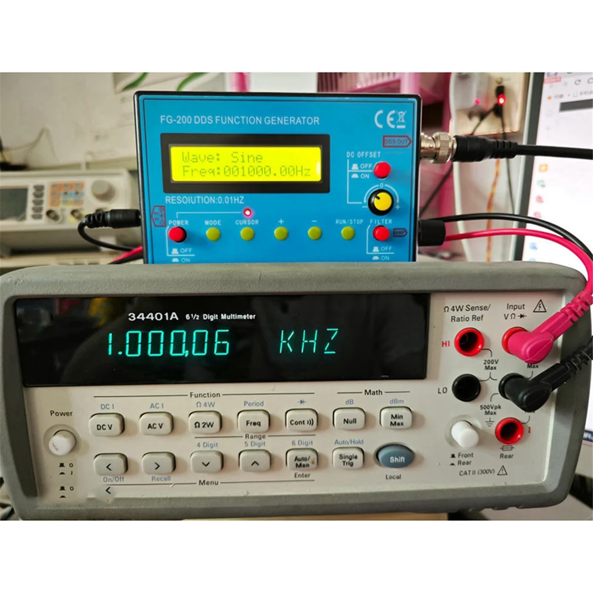 FG-200 DDS 기능 신호 발생기 주파수 카운터, 신호원 모듈 사인, 스퀘어, 톱니 파형, 0.01Hz -500KHz
