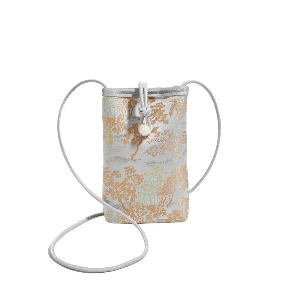 Exquisite Embroidery Chinese Style Handbag Silk Clutch Bag Hanfu Shoulder Bags Square Crossbody Evening Purse Daily Use