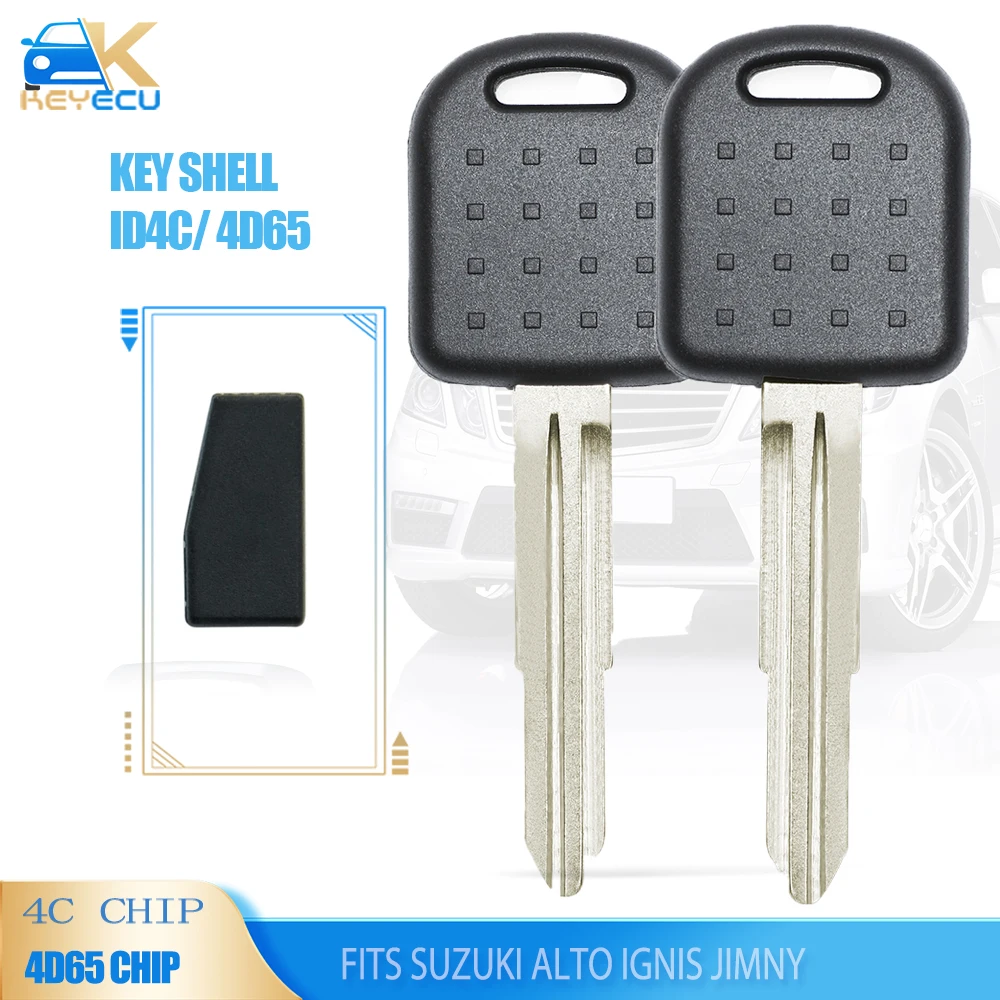 KEYECU Transponder Key Shell / 4C / 4D65 Chip fob Replacement for Suzuki Alto Ignis Jimny Uncut Blank Left / Right Blade