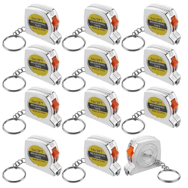 12 Pcs Keychain Tape Measure, 1.5 Inch Mini Tape Measure For Birthday Partyfavors Gift Bag Fillers Prize 1 M/ 3 Ft