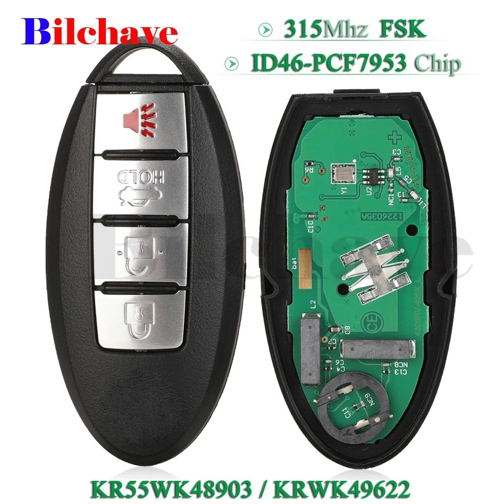 

jingyuqin Keyless Smart Car Key 315Mhz ID46 For Nissan Altima Teana Maxima Murano Cross Cabriolet KR55WK48903 KR55WK49622