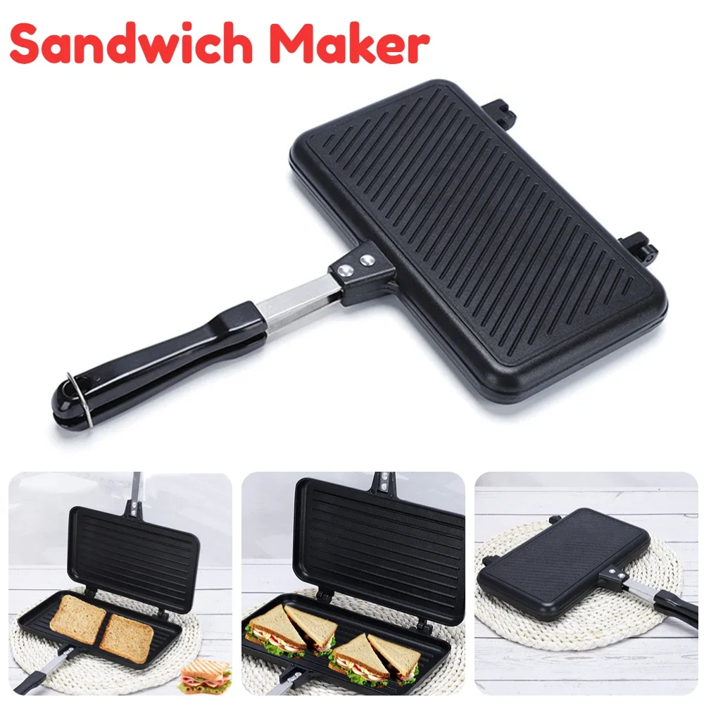 Double Sided Sandwich Maker Breakfast Machine Sandwich Bread Toast Frying Pan  Waffle Maker Baking Tray Kitchen Accessories