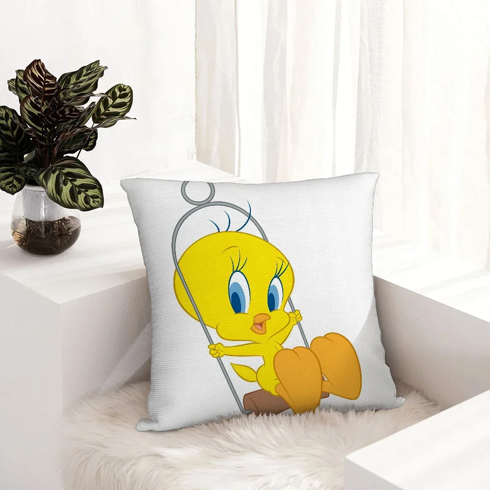 Cute anime T-Tweetys bird Pillow Case Plush Fabric Soft Pillowcase Double Sided Print Sofa Cushion Cover Throw Pillow Cover