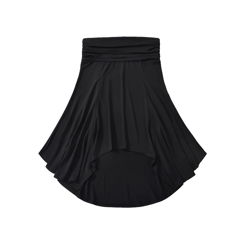

YENKYE New 2026 Women Sexy Low Waist Pleated Irregular Skirt Spring Summer Black Midi Skirts