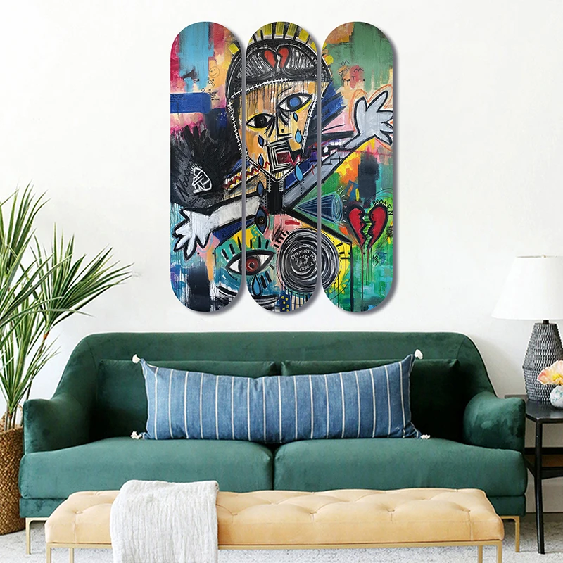 

Set of 3pcs Decorative Board Pop Art Skateboard Wall Art 7-layer Maple Decoration Skateboard Furnish and Decorate for Home Decor