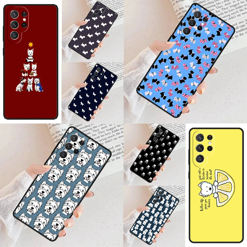 Cartoon Westie Dog Cell Phone Case for Samsung Galaxy S26 Ultra S25 S24 S23 S22 S21 S20 Note10 Cover