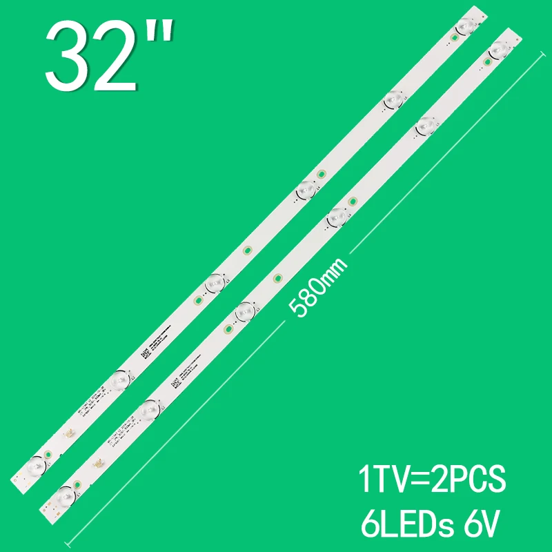 

New 2 PCS 6LED LED backlight strip for 32inch JL.D32061330-081AS-M FZD-03 E348124 MS-L1343 L2202 L1074 V2 2-6-3030-300MA-36V