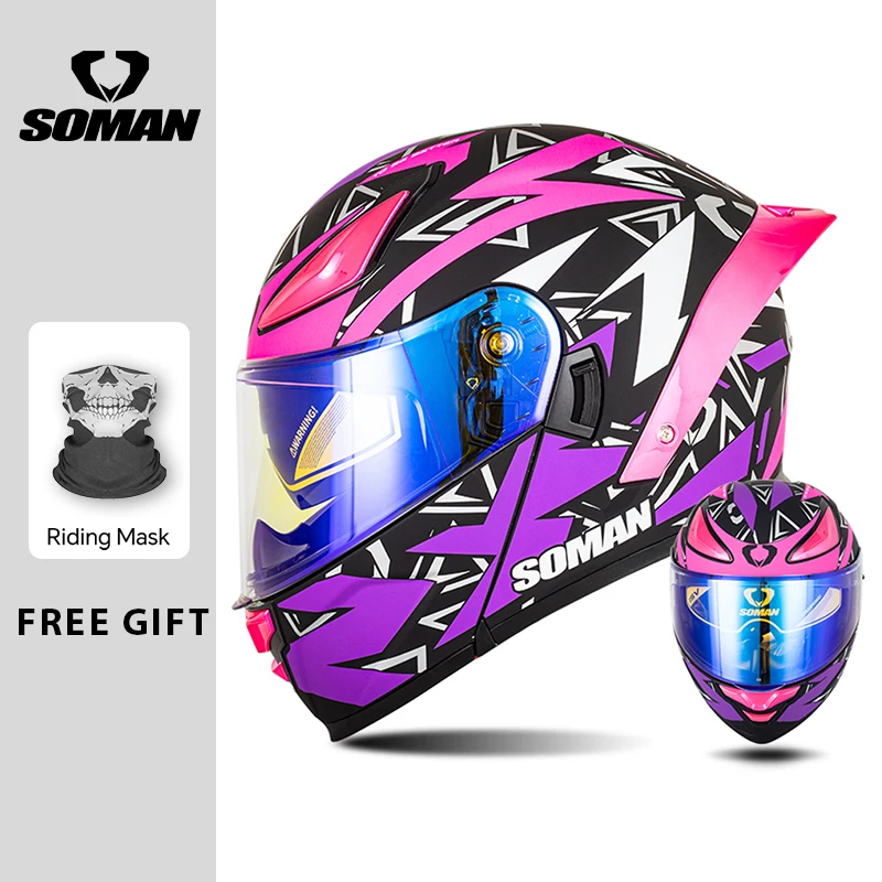 

Motorcycle Helmets Double Visors Modular Flip Up Helmet DOT Approved Full Face Casque Moto Racing Motocross Flip-up Helmet