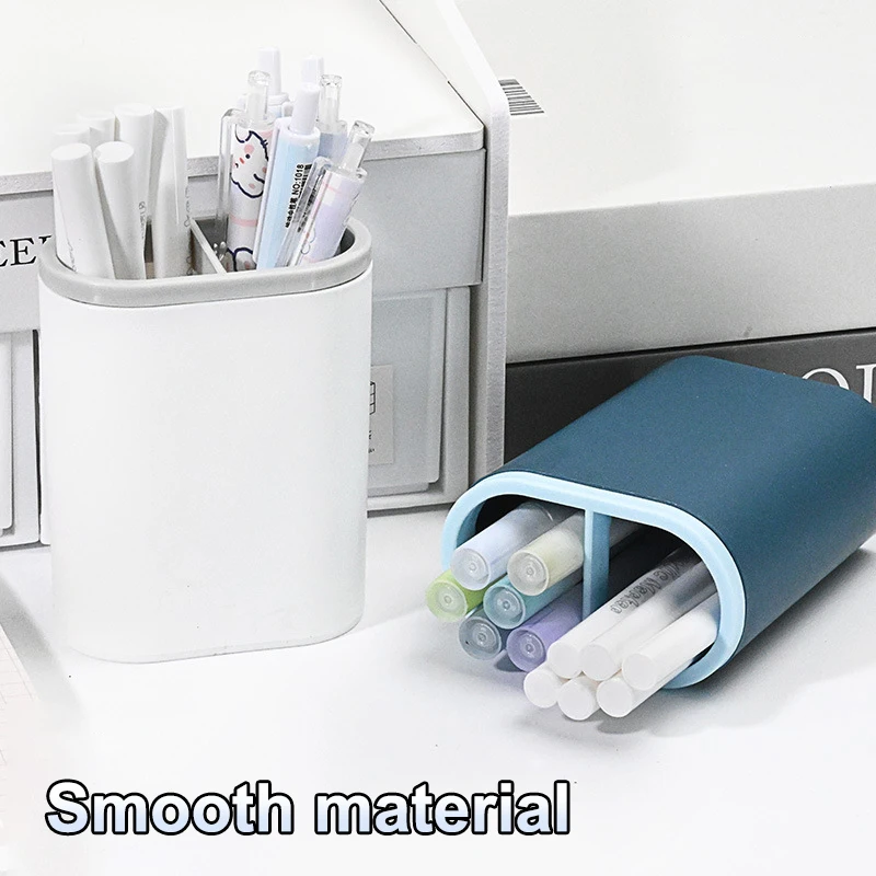 2Pcs Creative Multifunctional Pen Container Makeup Desktop Office Organizer Cosmetic Storage Bucket Large Capacity Pen Container