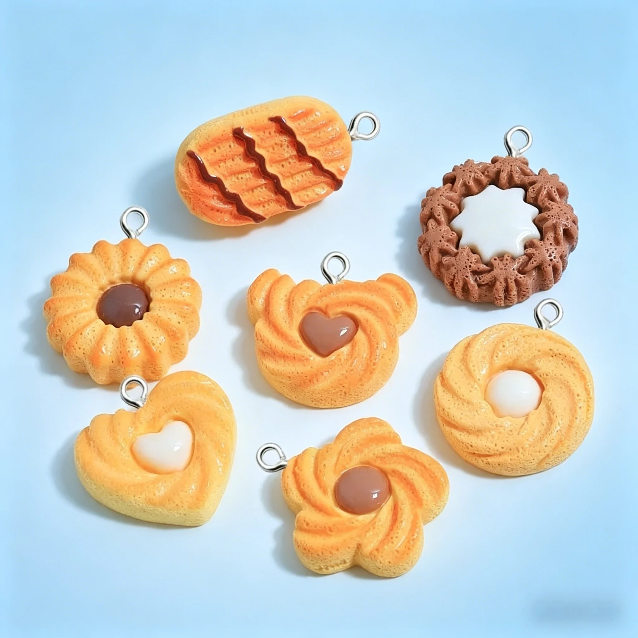 10Pcs Creative Biscuit Resin Charms, DIY Findings for Earrings, Necklaces, Keychains & Jewelry Making Projects