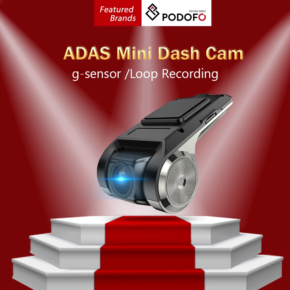 Podofo ADAS Car DVRs Android Multimedia Player Full HD DVR Dash Cam Camera LDWS Mini Auto Recorder 720P USB TF Auto Car Recorder