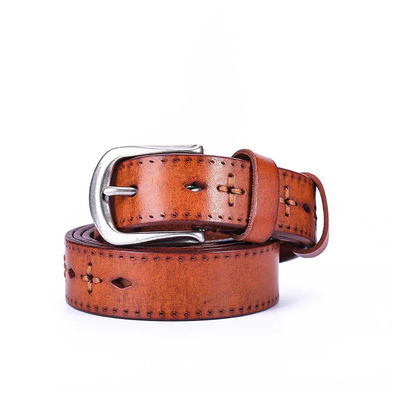 

Womans Belt Retro Pin Buckle Belt with The First Layer of Cow Leather Belt No Punching Belt High Quality Featured Decoration012