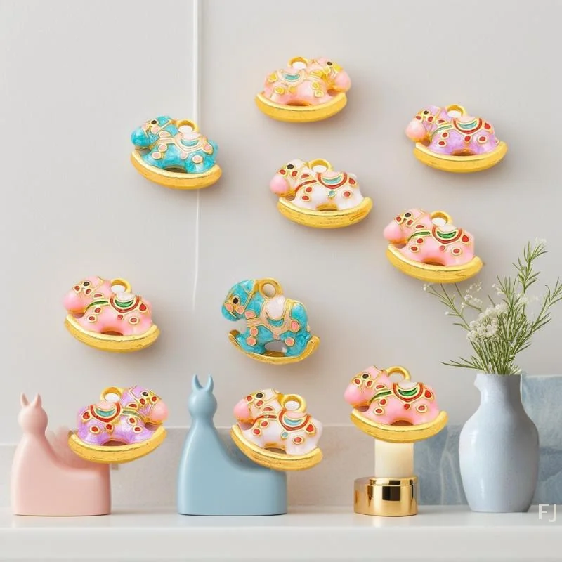 

[YU]10Pcs Cute Enamel Pony Zodiac Horse Charms Pendants For Jewelry Making Necklace Earrings Bracelet DIY Accessories Supplies