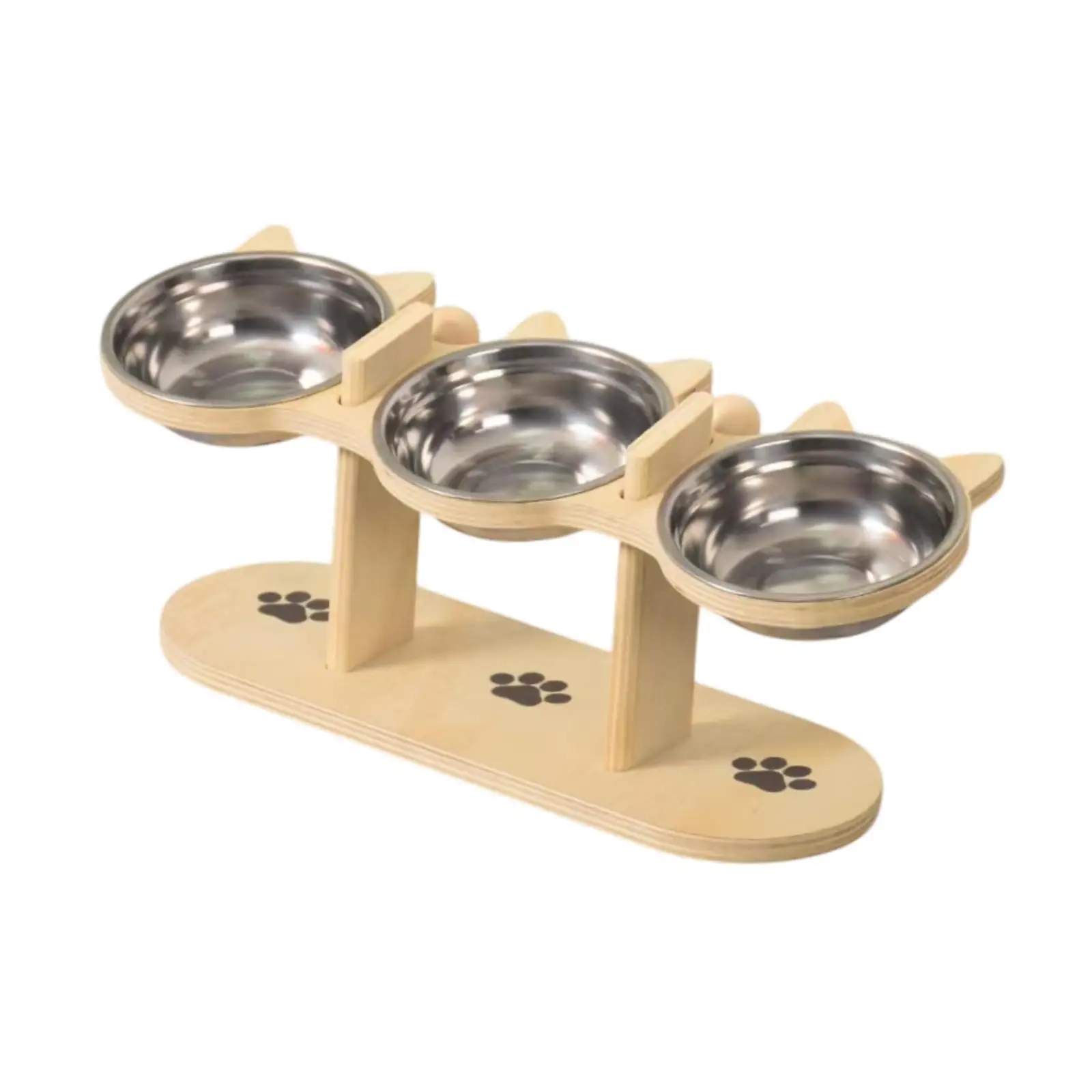 Comedero elevado madera para gato y perro pequeño – plato inoxidable - imagen 4