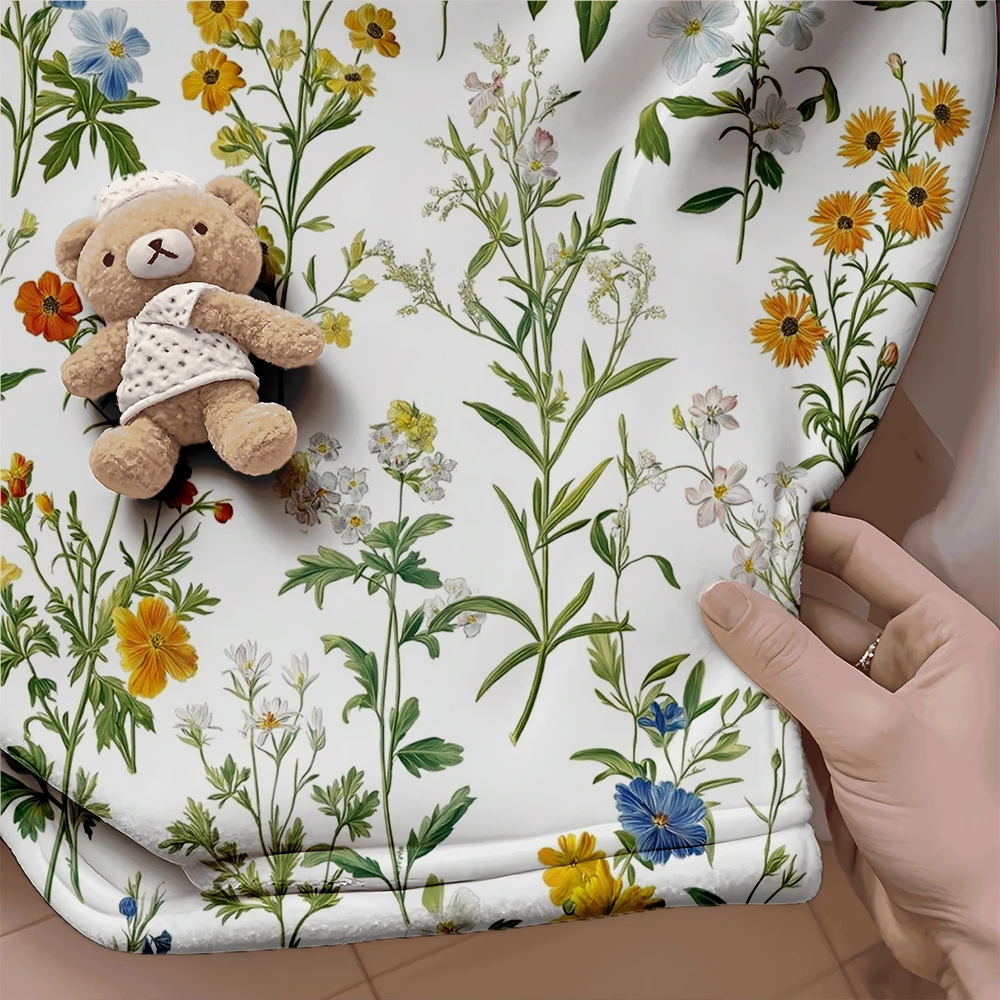 Geometric Comfort Flannel Soft Blanket Botanical Art Of Colorful Knit Throw Reversible Blanket With Durable Odor-resistant