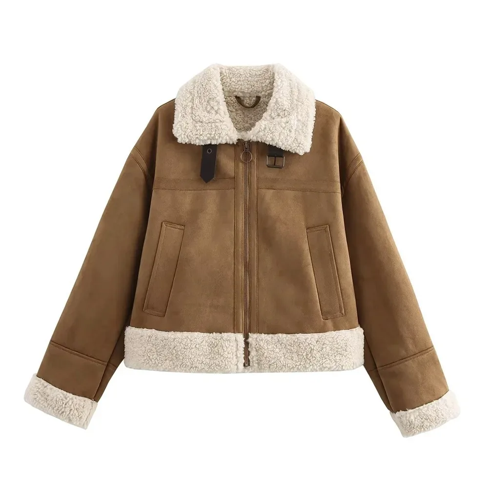 

Women's Square Collar Long Sleeve Jacket Coat Autumn and Winter New Fur High Street Jacket Comfortable Warm Padded Women's