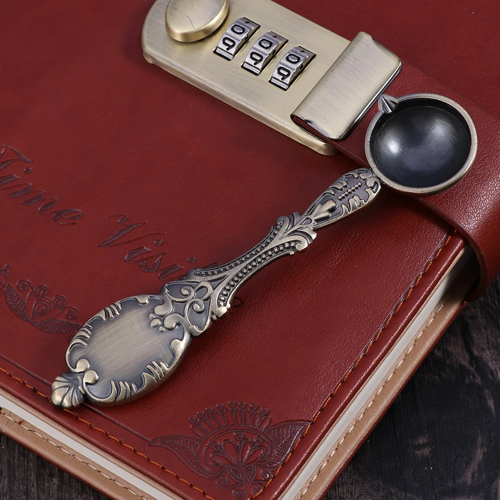 

2 pcs Copper Sealing Wax Spoon For Envelopes Invitations Wine Packaging Gift Boxes Carved Seal Wax Tools Sealing