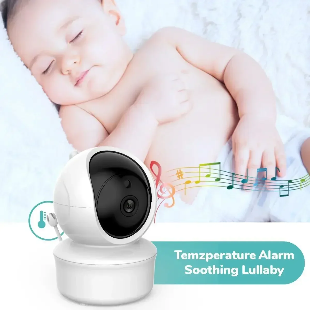 Baby Monitor SM43C 4.3 Inch camera Lullabies Pan Tilt IR Night Vision 4X Zoom Two-way Talk Temperature Monitor Feeding Reminder