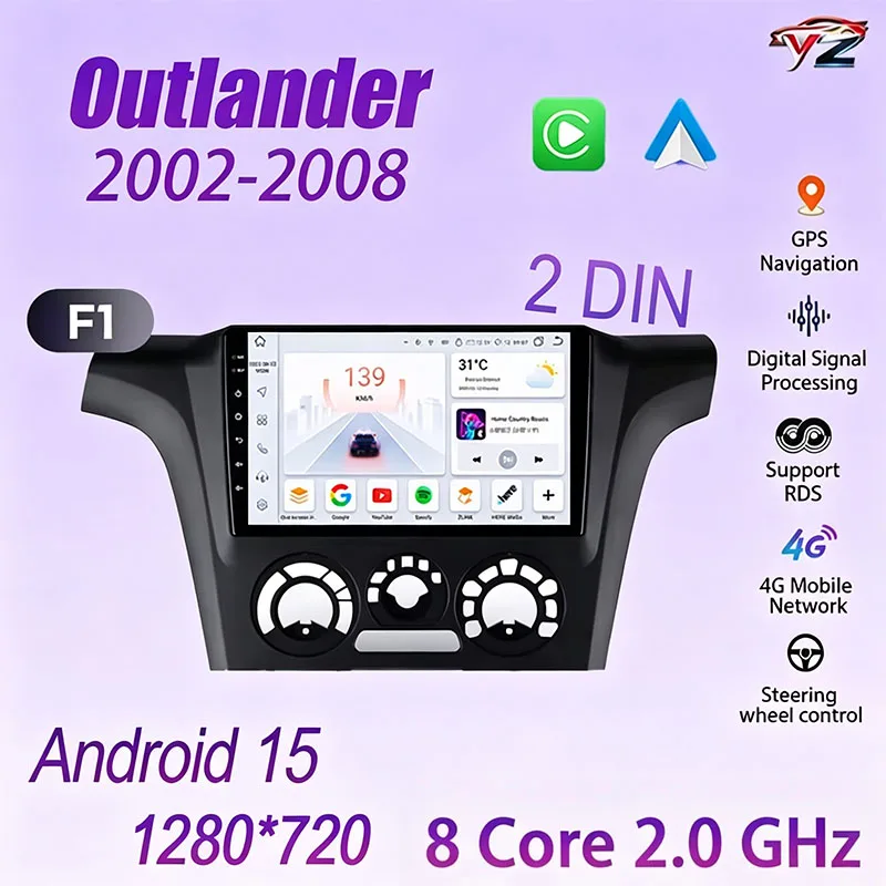 Android Car Radio For Mitsubishi Outlander 1 2002 - 2008 CarPlay Android Auto Carplay 4G WIFI GPS Head Unit 2DIN Android 15