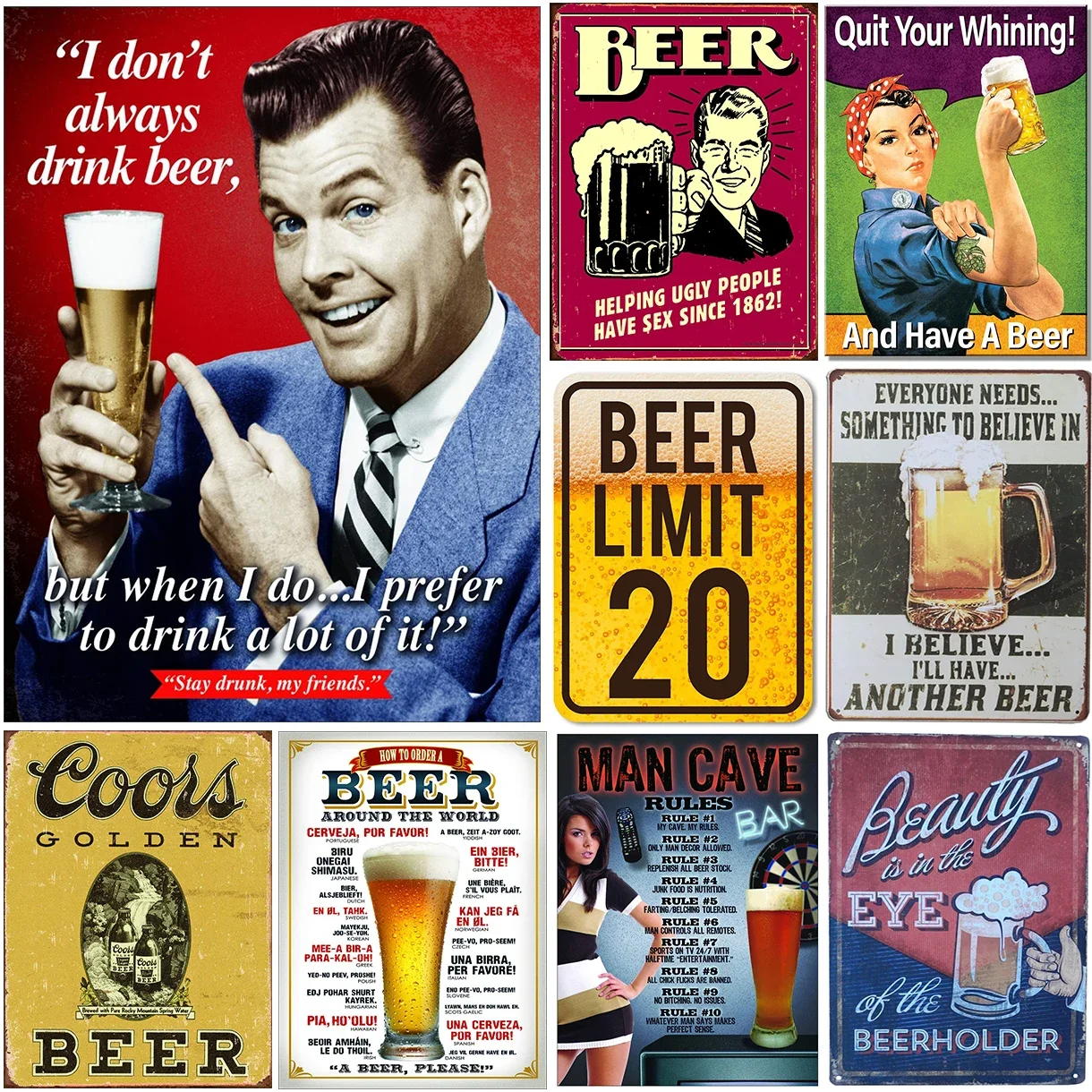 

All You Need Is Beer Metal Tin Signs Decor Vintage Beer Bar Aluminum Posters for Cafe Pub Man Cave Bar Accessories Wall Art