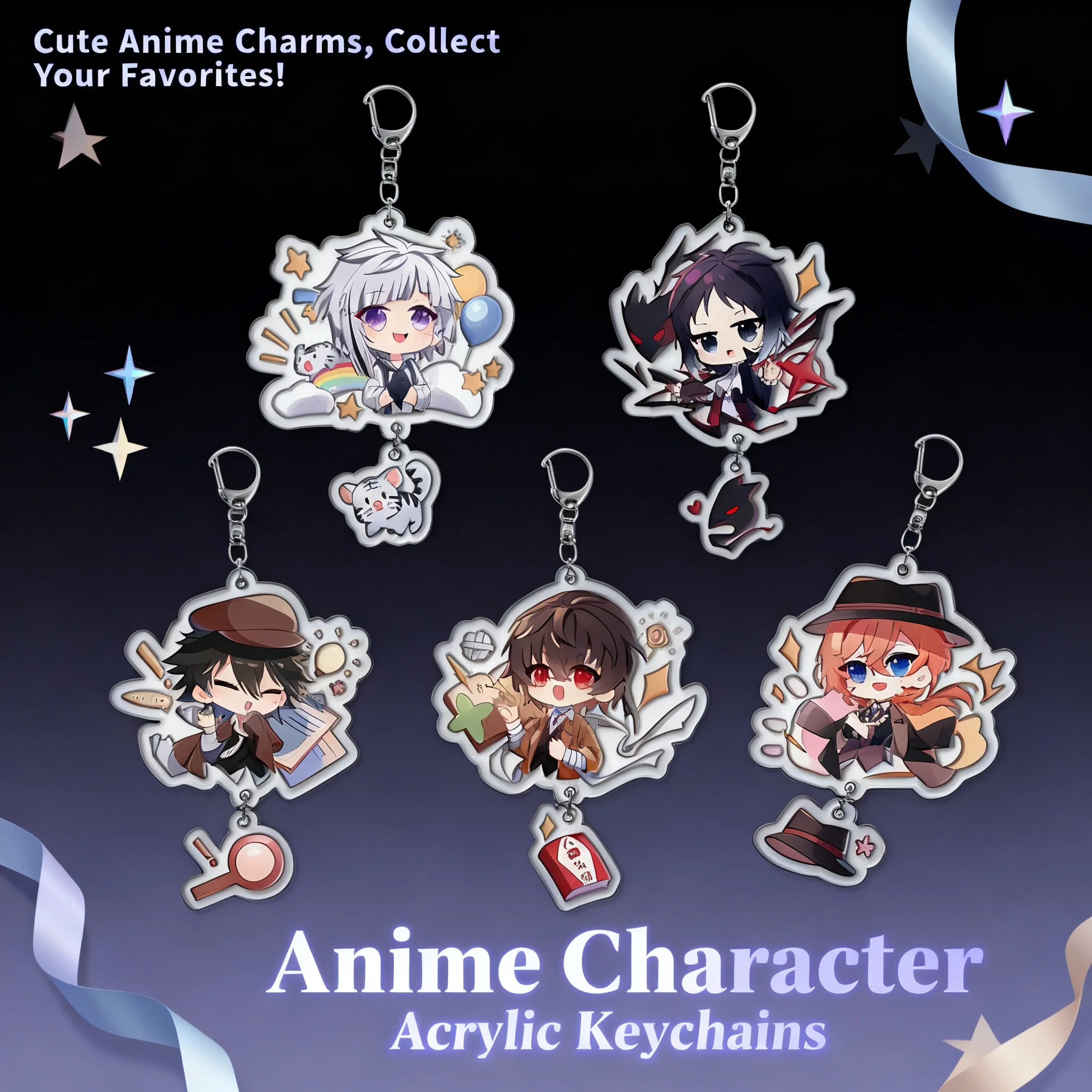 

Акриловый брелок для ключей в стиле аниме Bungo Stray Dogs с Накадзимой Ацуши, аниме-мерч, готовый к отправке, персонализированный