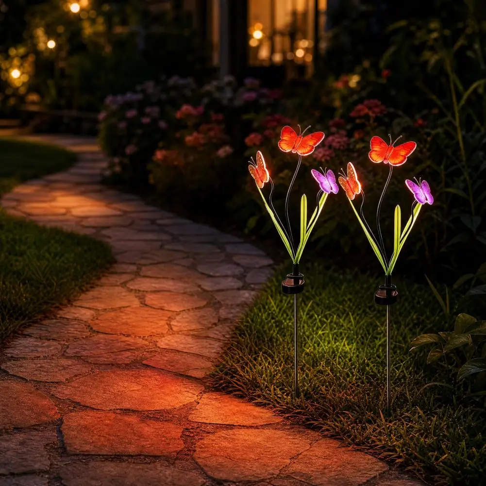 Ambient Outdoor Solar Butterfly Flower Light Outdoor Led Garden Lamp Waterproof Landscape for Yard Patio Lawn Decor Solar Lawn