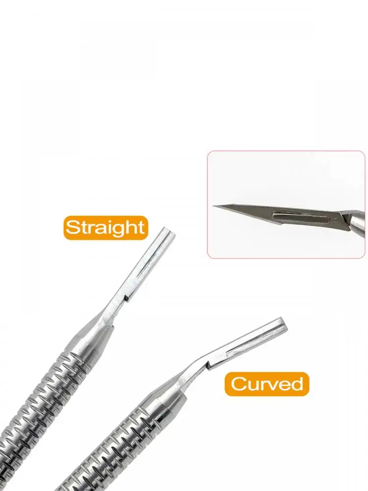 Poignée de scalpel chirurgical dentaire # 3 lames incurvées/droites, poignée en acier inoxydable, Instruments d'implant buccal, outil d'implant buccal