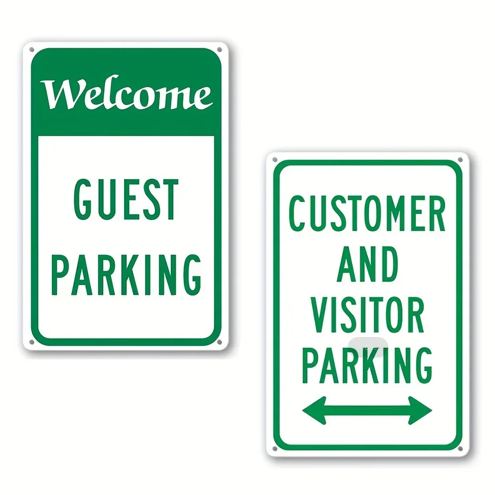 Welcome Guest Parking/Customer and Visitor Parking Road Sign |Indoor and Outdoor Wall Decor Garage Street Yard Metal Tin Sign