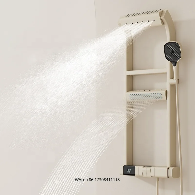 Piano Bathroom Shower Faucet Set Wall Mounted White Piano Bath Shower System Solid Brass Bath Mixer Faucet Rain Shower Head