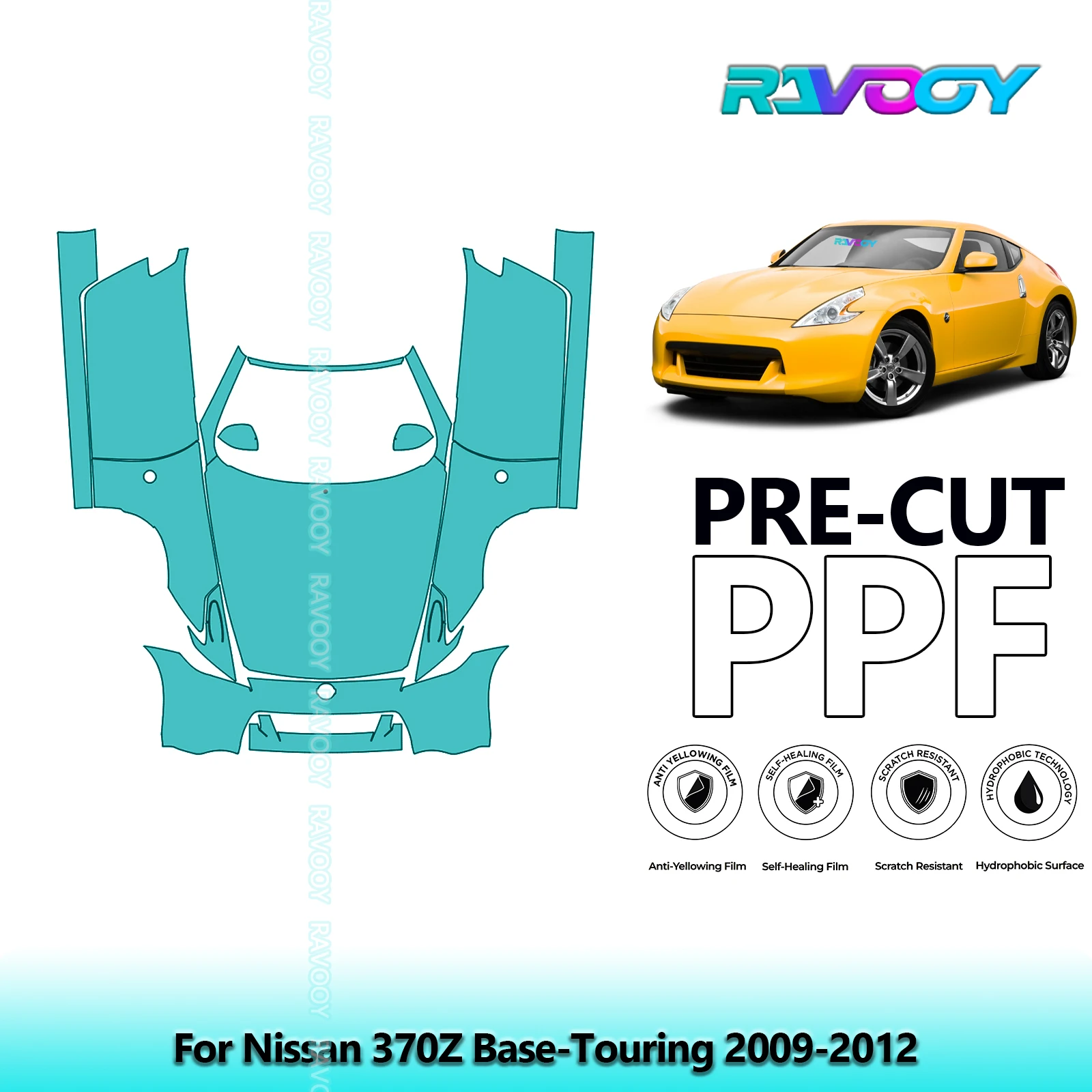 

Car Front Kit+Doors Clear Bra Precut PPF Paint Protection Film For Nissan 370Z Base-Touring 2009-2012