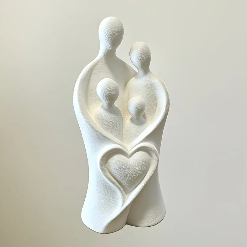 3D Printed Sculpture of A Family Hugging of Four Unique Plastic Abstract Heart Family Sculpture Warm Family Modern