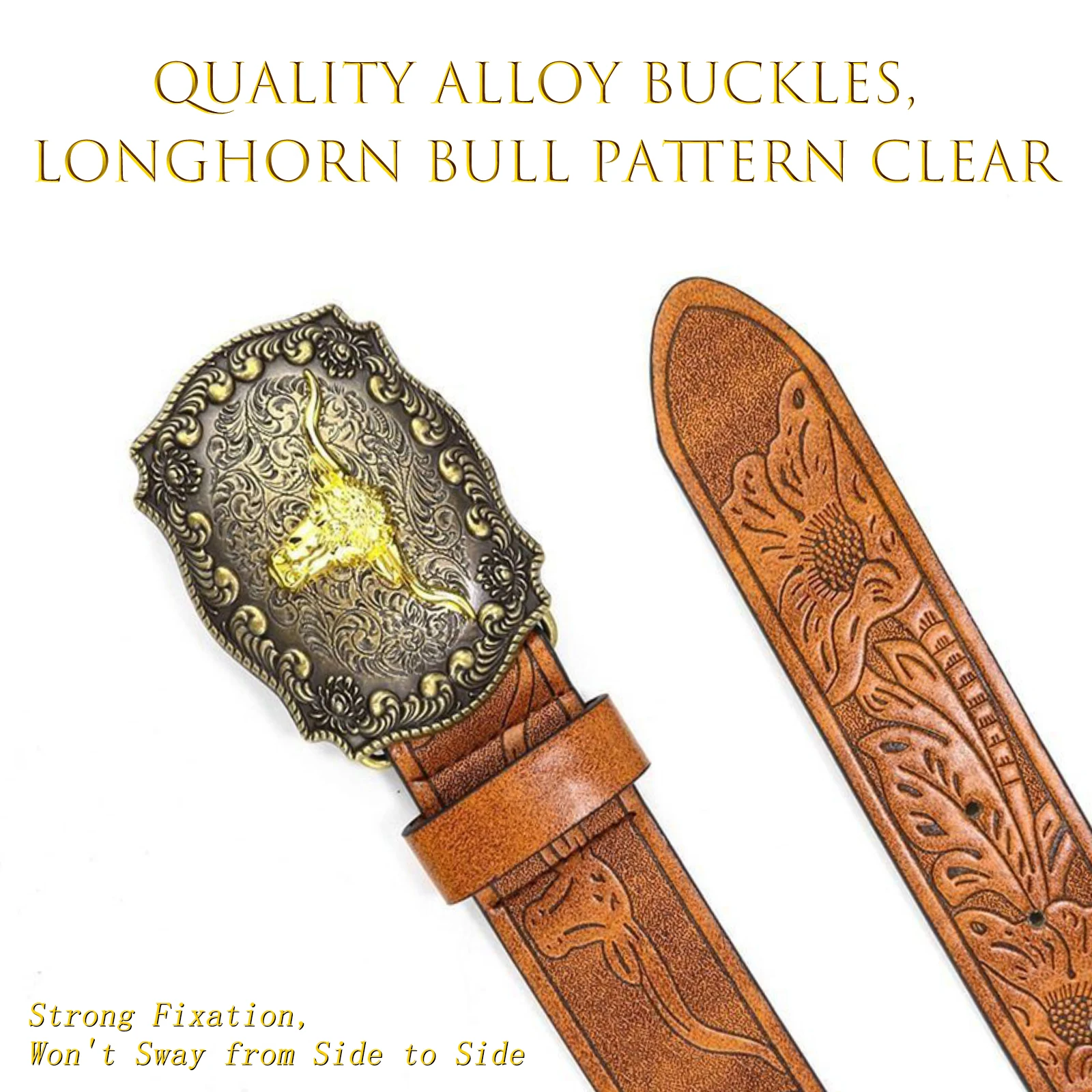 OYIFAN European Western Cowboy Carved Crafted Belt Jeans Belt 100-110-120 Universal Belt for Men and Women