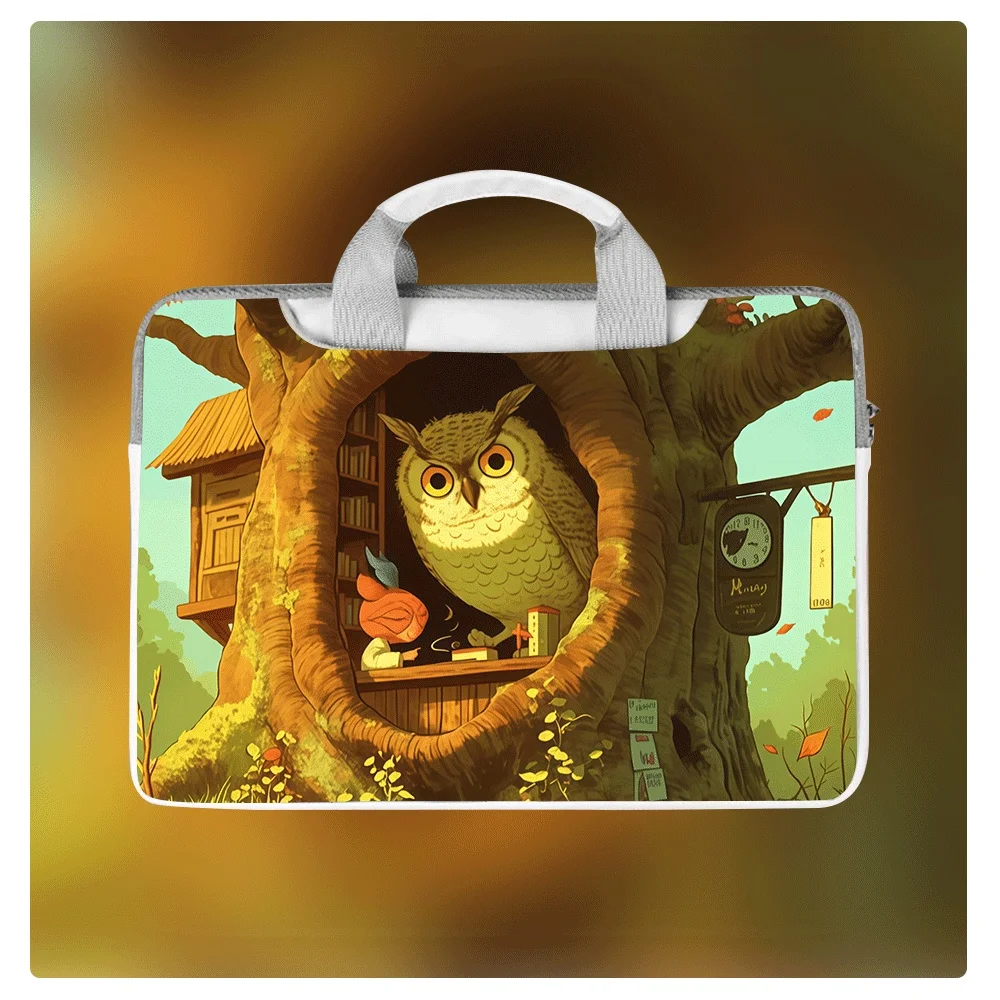 

Водонепроницаемая сумка-портфель для ноутбука Pu Waterproof Owl, подходит для ноутбуков 12, 13, 14, 15, 16 дюймов, дорожная портативная сумка, подарок для Huawei, Asus, Dell