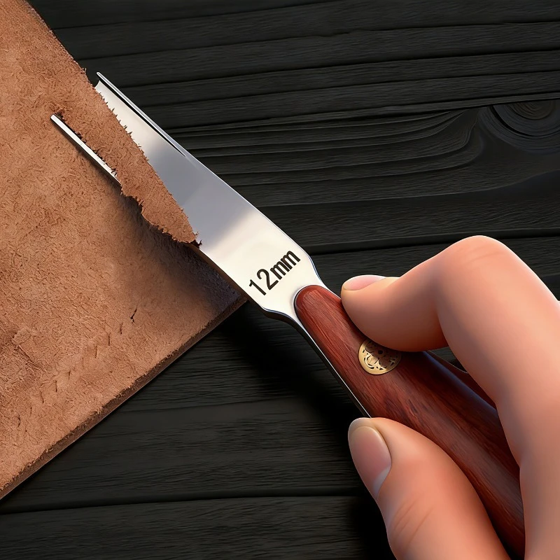 Wide Rosewood Skiving Knife, Leather Beveling Tool for Thinning Edges & Shaving, Professional DIY Craft Cutter with Wood Handle. view 4