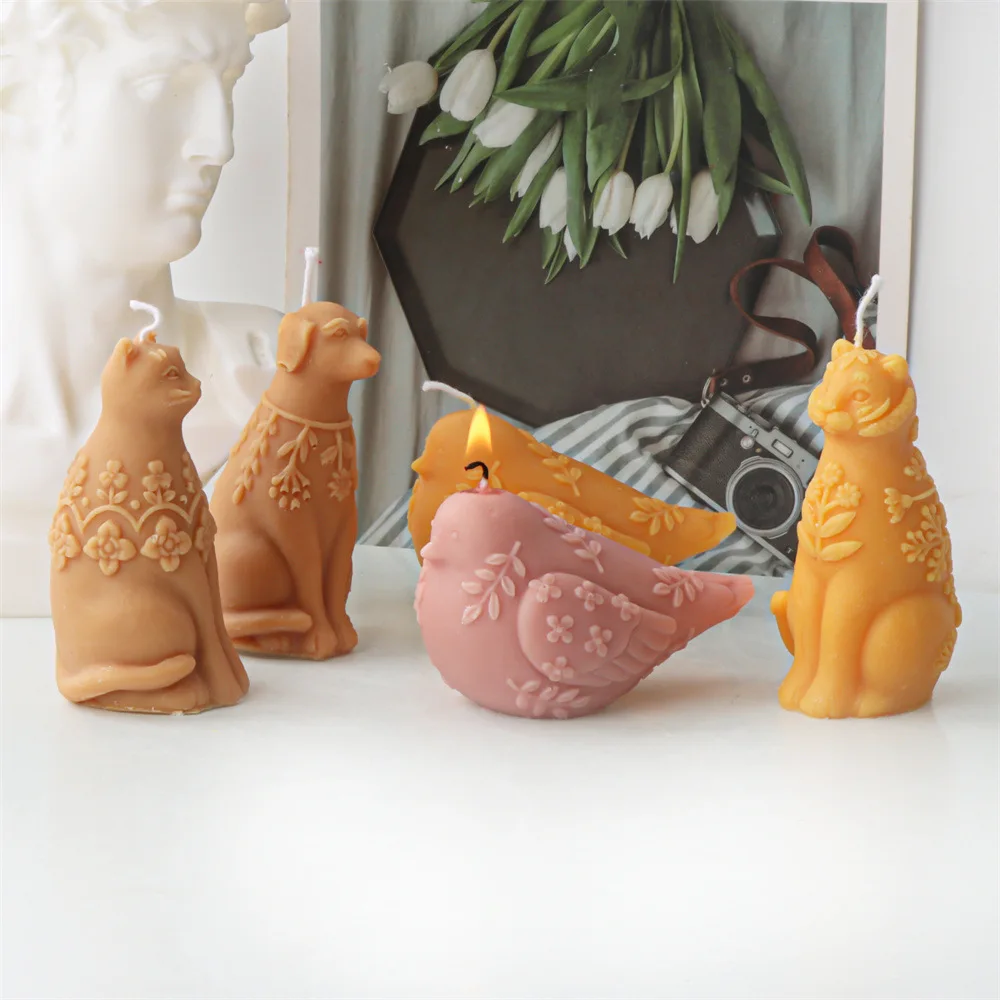 

Three-dimensional Embossed Tiger Silicone Candle Mold 3D Cat Puppy Chick Aromatherapy Plaster Resin Molds Home Decoration