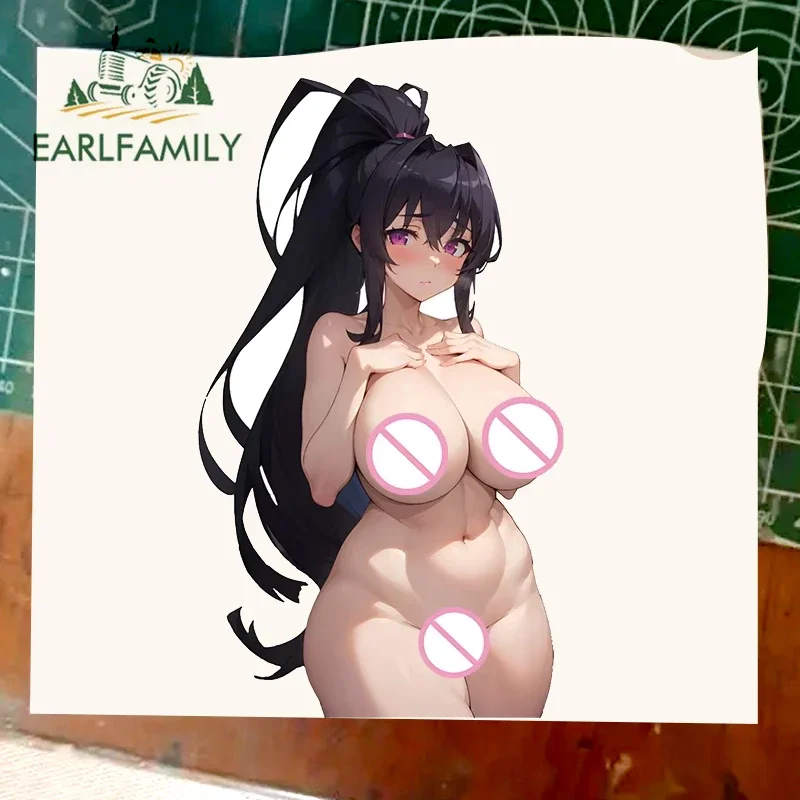 EARLFAMILY 13cm for Hentai Chest Himejima Akeno AI Car Stickers Sexy Anime Personality Decal NSFW Sunscreen Car Accessories