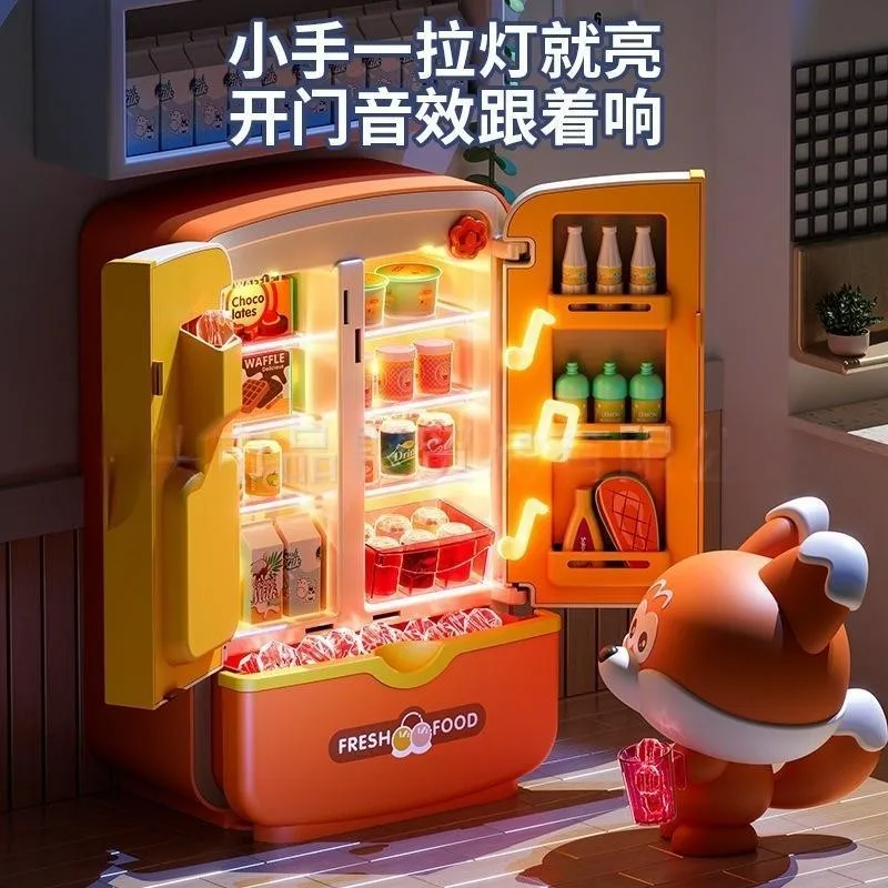 Casa de brincar infantil, simulação de cozinha, geladeira, brinquedos, meninos e meninas, presentes educativos de aniversário, 1 de junho, crianças