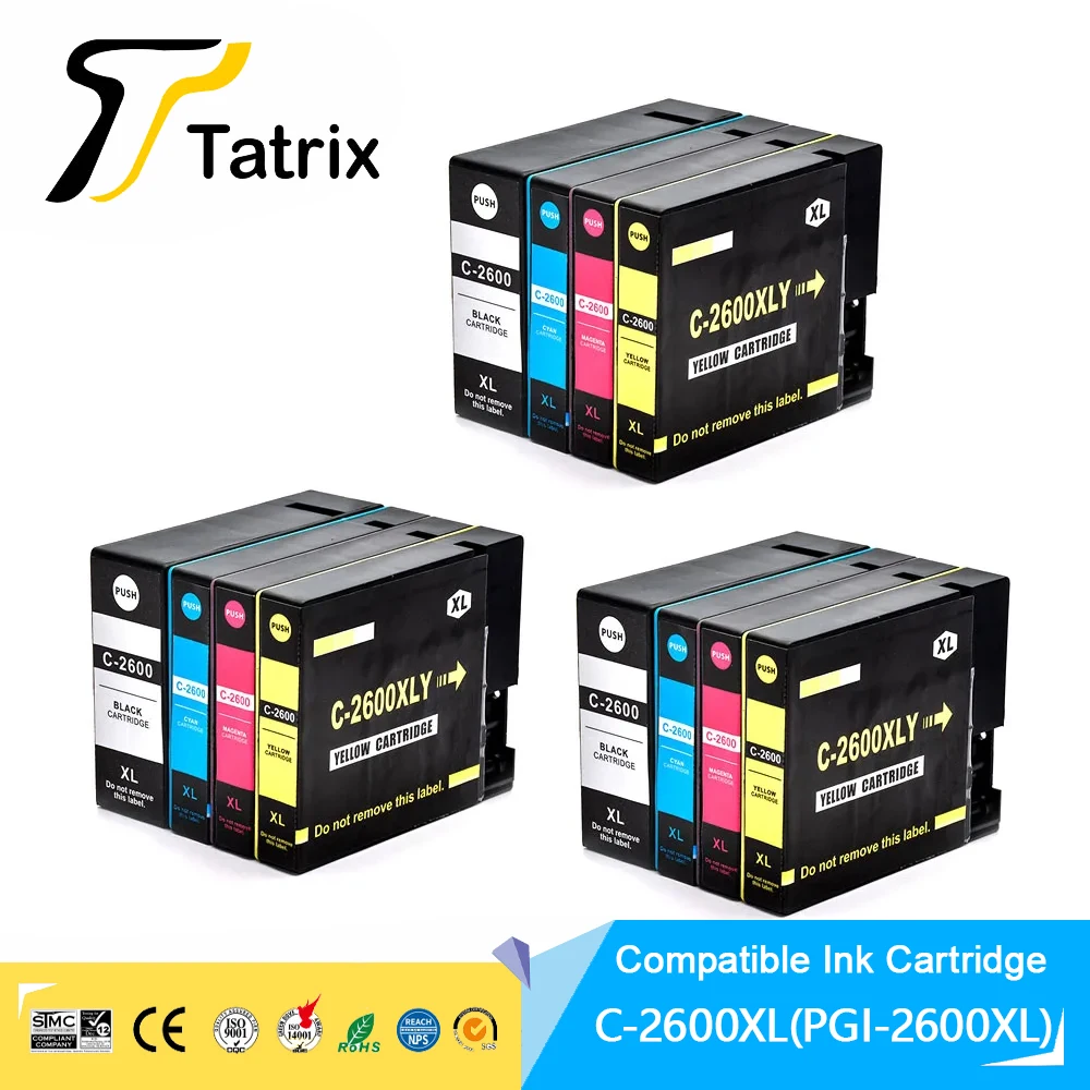 Tatrix para canon 2600 pgi2600 pgi2600xl cartucho de tinta compatível para canon maxify ib4060/mb5060/mb5160/mb5360/mb5460 impressora
