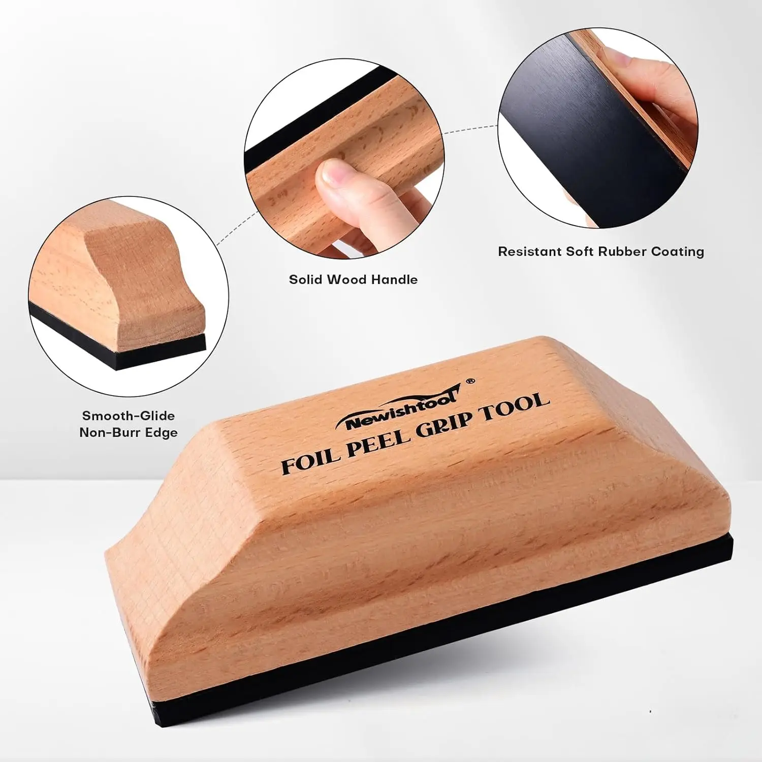 

EHDIS 2pcs Peel Grip Tools Car Vinyl Wrap Window Foil Tints Sticky Protection Film Removal Scraper Rubber Surface Wooden Handle