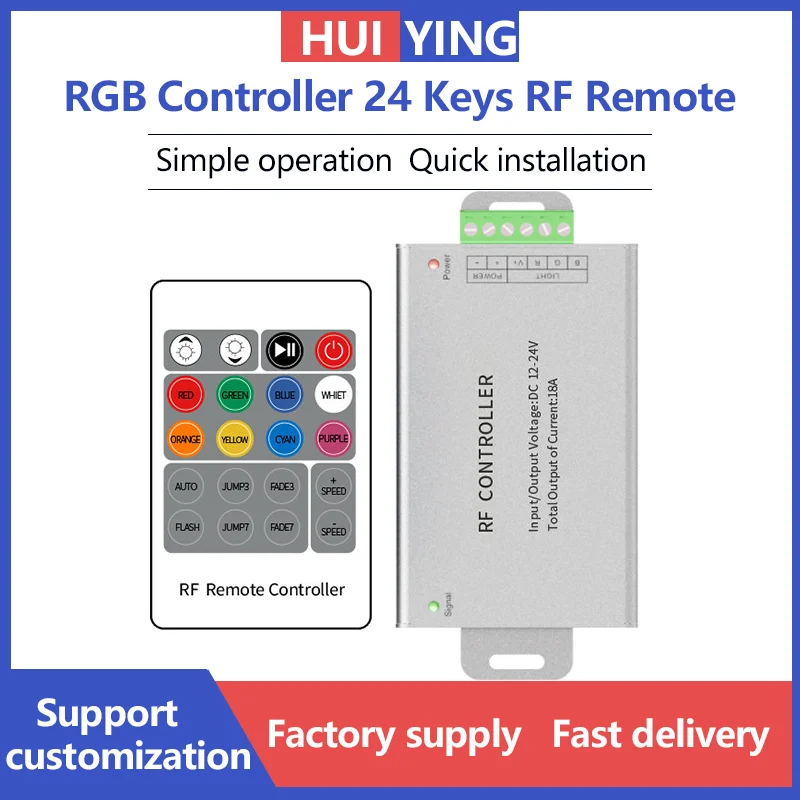 Aluminum Housing 18A LED RGB Controller with 20 Keys Wireless RF Remote Control for Commercial Lighting,Interior Decoration,Hote