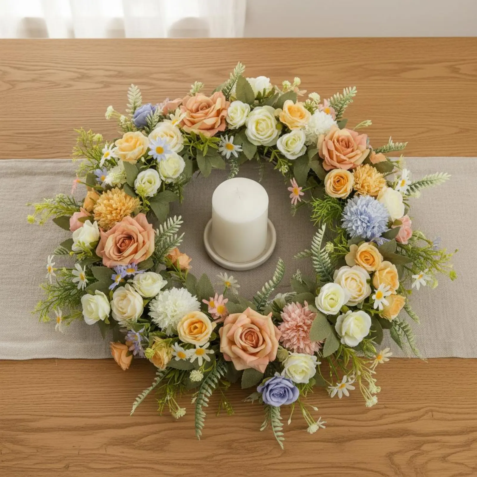 

Seasonal Summer Wreath Long-Lasting Pink Blossom Wreath Verdant Full Design Fade-Resistant
