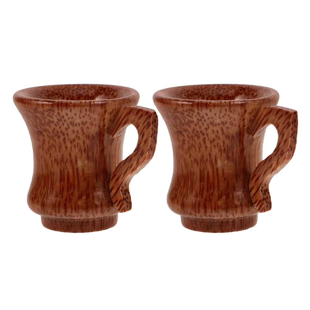 

2 pcs Wooden Wine Glasses Natural Coconut Wood Multi-Functional Beverage Cups For Coffee Tea Beer Shatterproof Round Rim Home