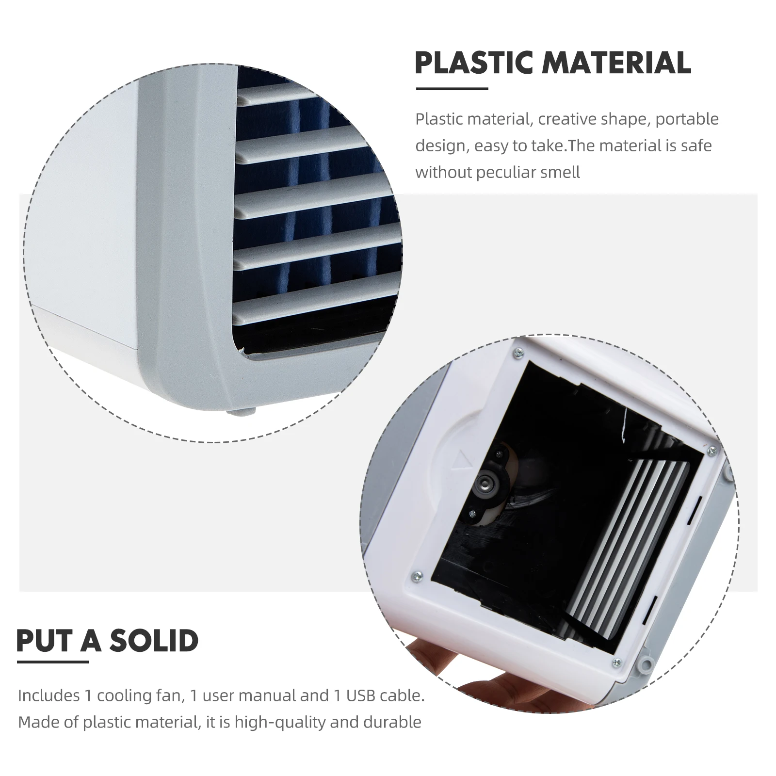 

Mini Cooling Fan Portable USB Air Conditioner Large Outlet Desktop White Plastic Office Use Timing Function Summer Gift