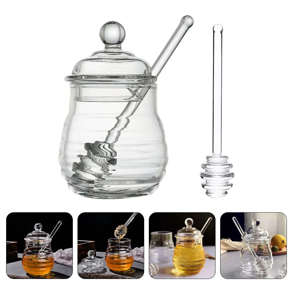 

1Set Glass Honey Jar Lidded Pot Compact Small Kitchen Storage Supplies Practical Honey Pot Kitchen Storage Supplies