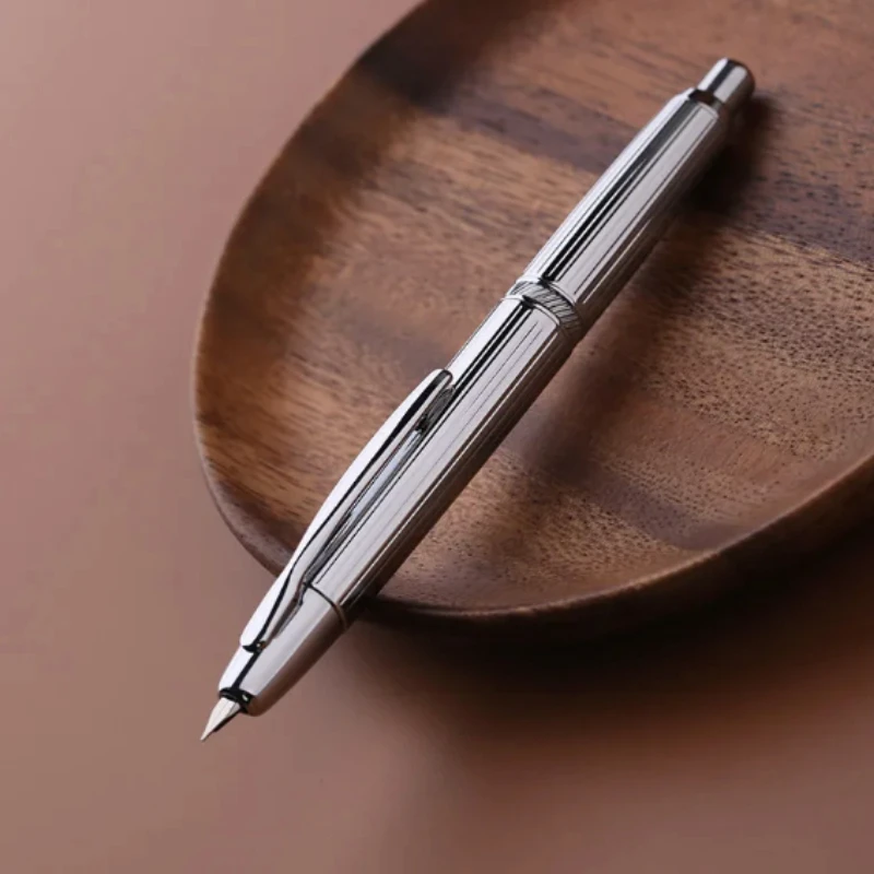

MAJOHN Fountain Pen A1 Retractable Metal Striped Pattern Iridium Nib Click Action Pen Luxury Business Gift Pen School Supplies
