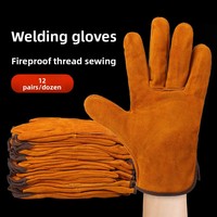 Welding Gloves for Electricians: 2-Layer Cowhide, Protective Labor Gloves for TIG, MIG & Arc Welding