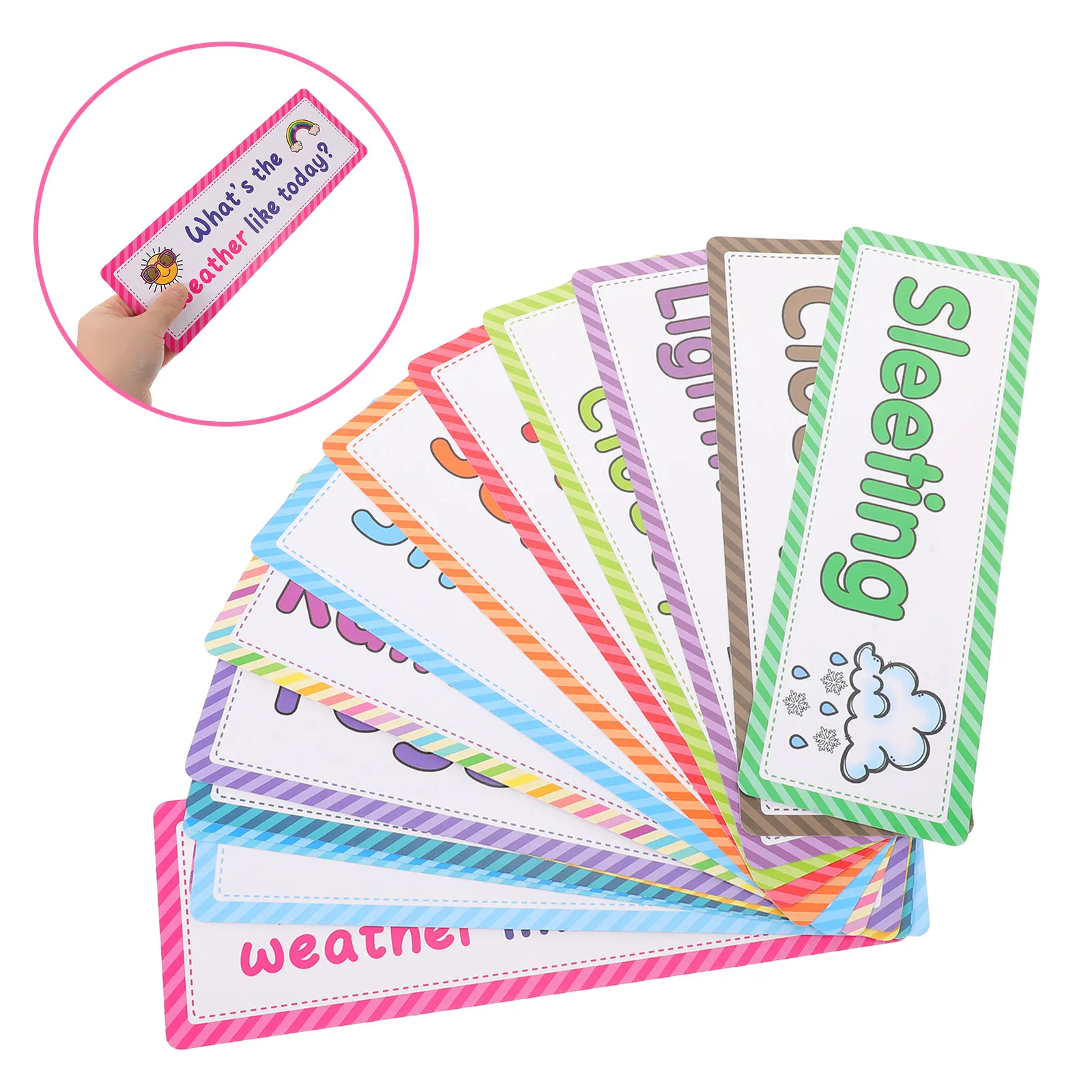 16Pcs Weather Flash Cards for Toddlers Preschool Vocabulary Flashcards Daily Weather Chart Cards English Learning Classroom