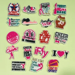 New Arrival 1pcs PVC Shoe Charms Cheerleader Love Cheer Fly Buckle Clog Garden Shoes Button Decorations Kid Holiday Present